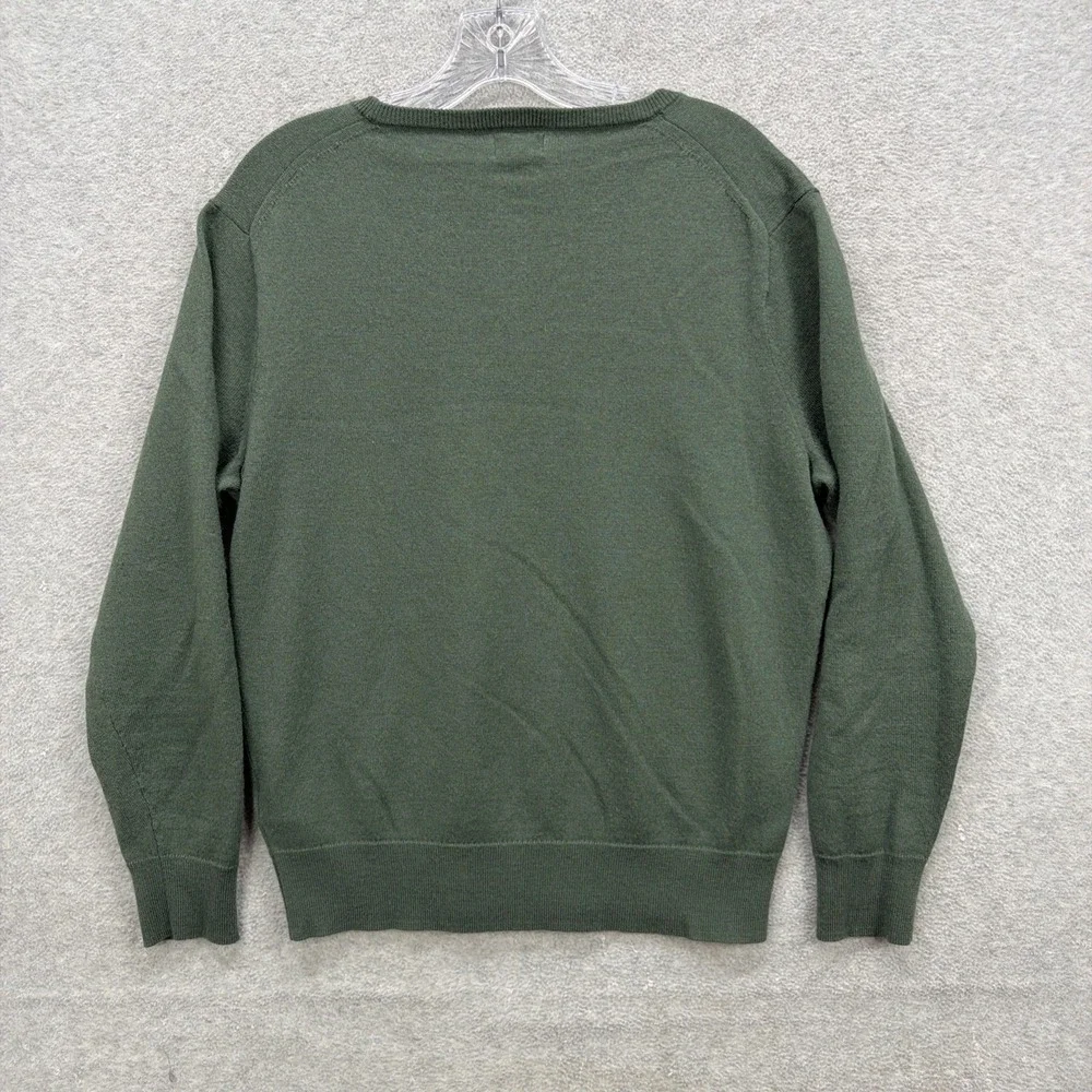 J Crew Sweater Mens Large‎ Green Merino Wool Blend Crew Neck Lightweight Stretch